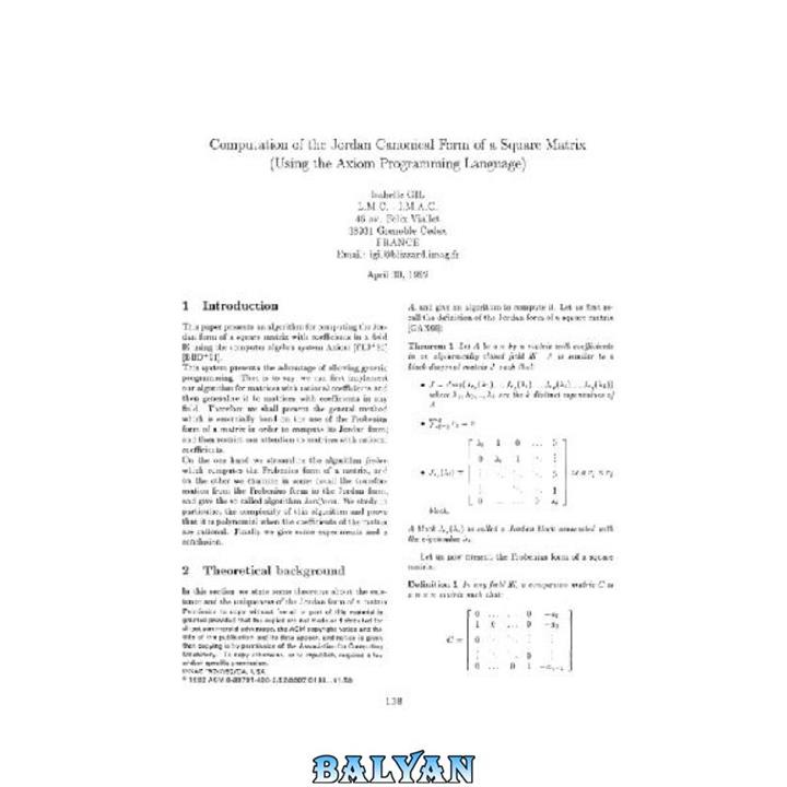 دانلود کتاب Jordan form of matrices